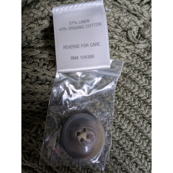 Garnet Hill Cardigan Sweater Women's Lrg Washed Olive Maren Organic Cotton Linen - Picture 8 of 12